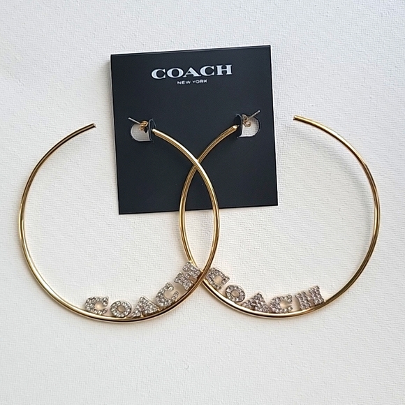 Coach Pavé Coach Large Hoop Earrings - Picture 3 of 7